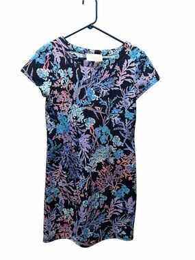 Pappagallo Navy Floral Short-Sleeve Shift Dress